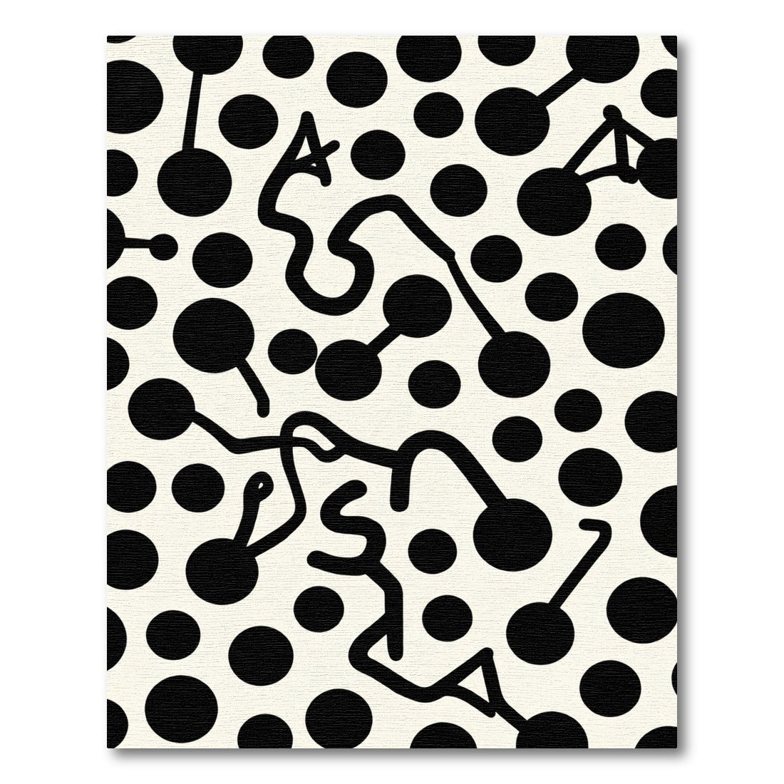 Abstract Black Circles Connective Lines Rug