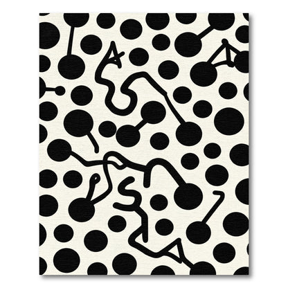 Abstract Black Circles Connective Lines Rug