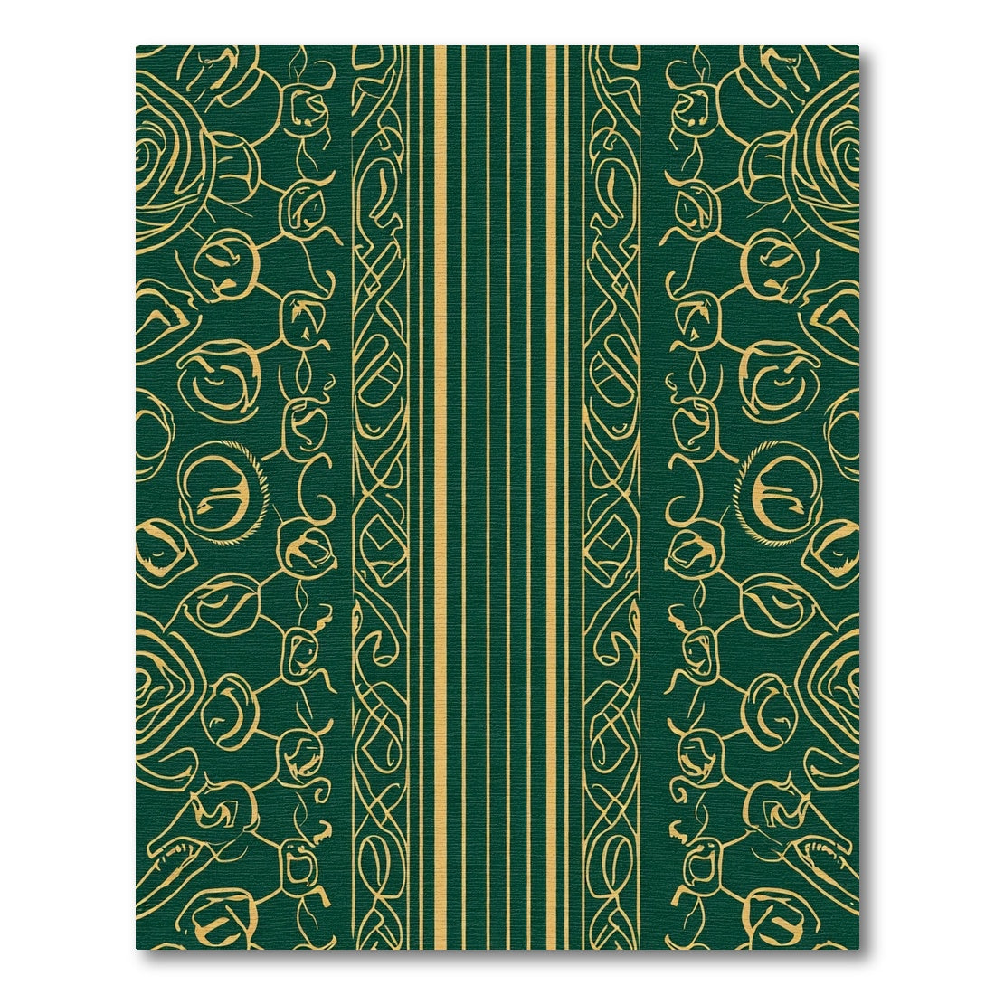 Emerald Gold Leaf Bordered Stripe Rug