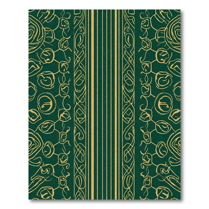 Emerald Gold Leaf Bordered Stripe Rug