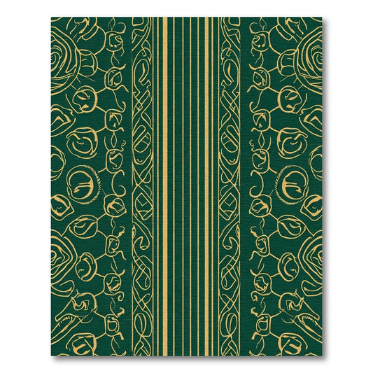 Emerald Gold Leaf Bordered Stripe Rug