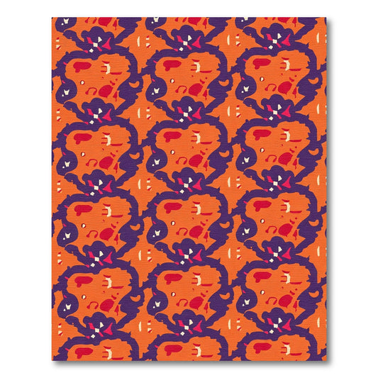 Bold Orange Purple Abstract Heart Rug