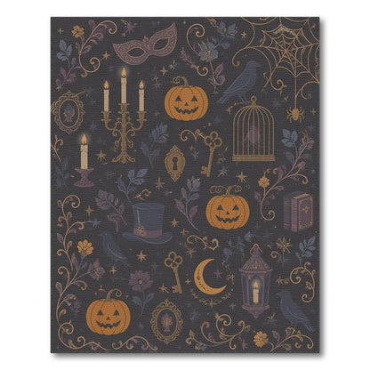 Gothic Halloween Floral Vintage Area Rug