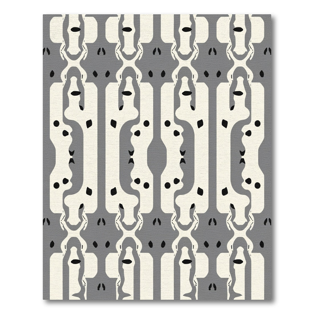Gray Cream Abstract Figural Columns Rug