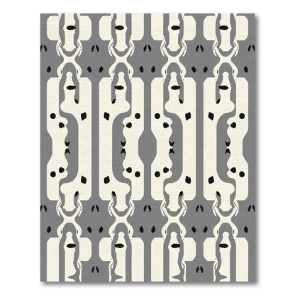 Gray Cream Abstract Figural Columns Rug