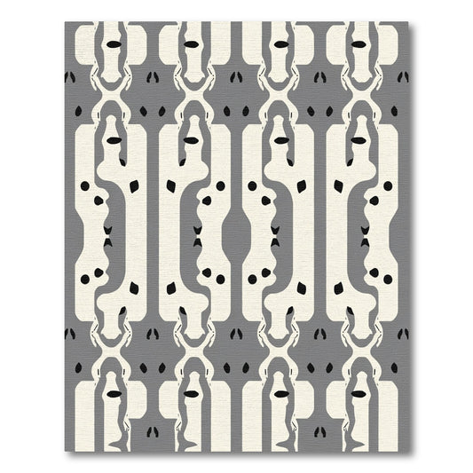 Gray Cream Abstract Figural Columns Rug