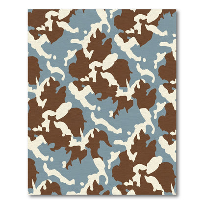 Brown Tan Light Blue Camouflage Rug