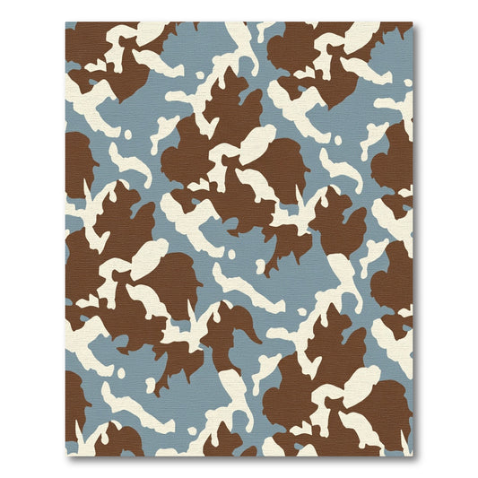 Brown Tan Light Blue Camouflage Rug