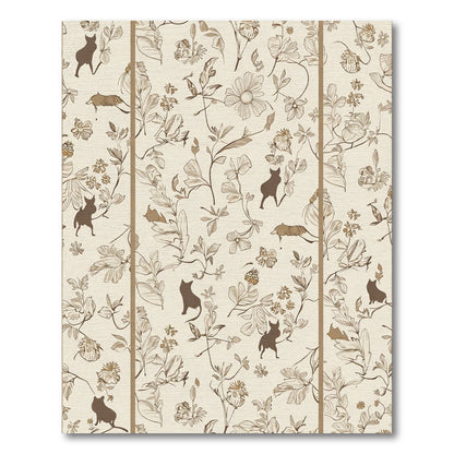Brown Cat Floral Vine Arrangement Rug