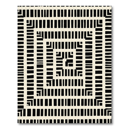 Abstract Square Labyrinth Layout Rug