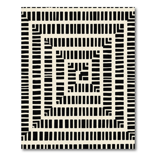 Abstract Square Labyrinth Layout Rug