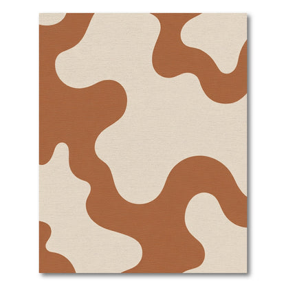 Brown Cream Abstract Organic Waves Rug