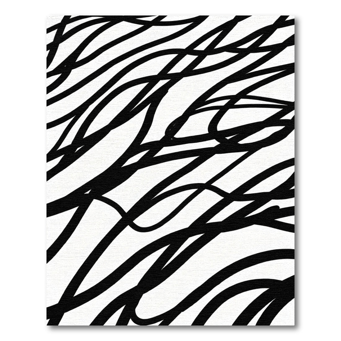 Black White Scribbled Lines Rug