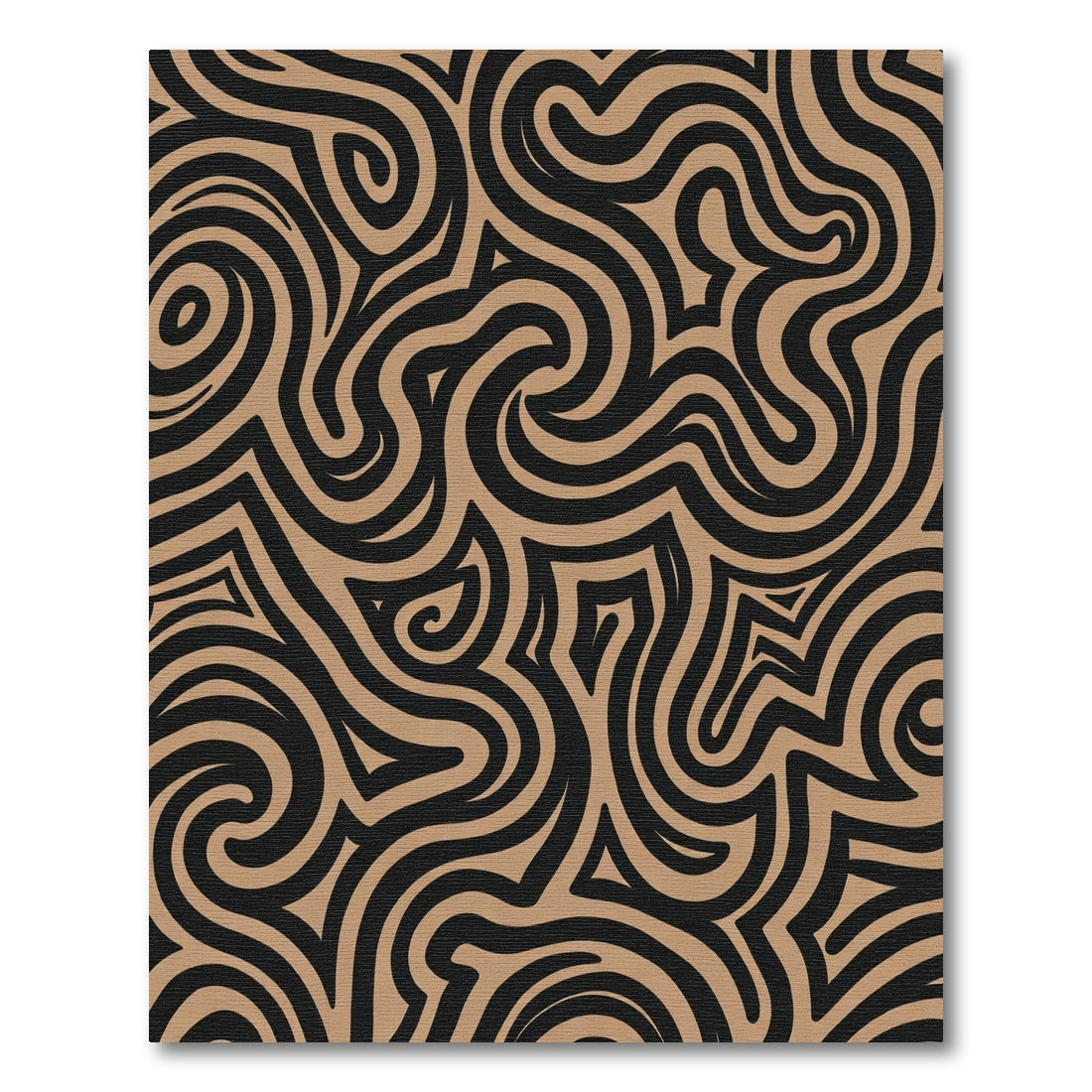Black and Tan Swirling Lines Rug