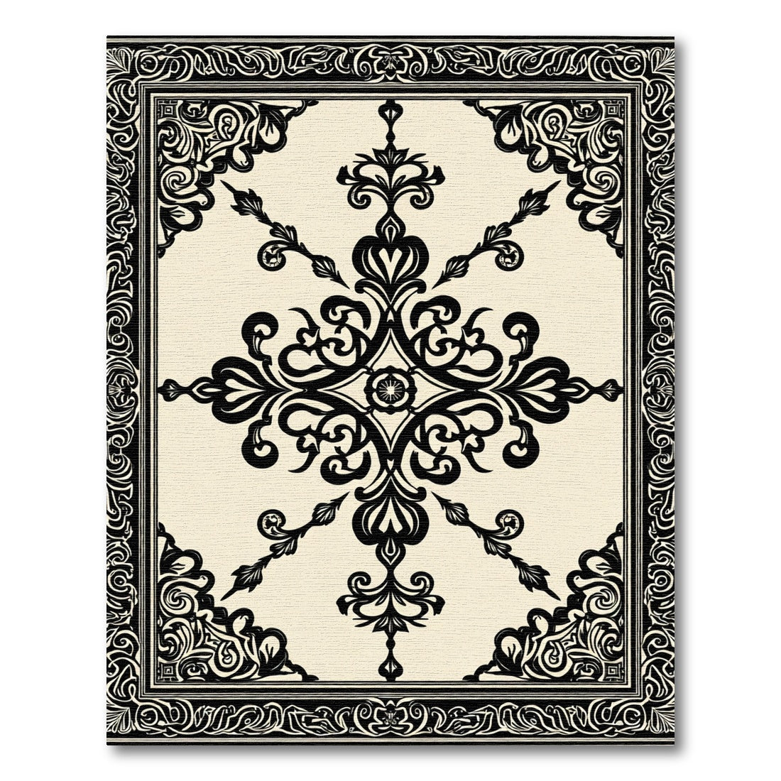 Classic Black Ormolu Medallion Border Rug