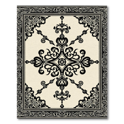 Classic Black Ormolu Medallion Border Rug
