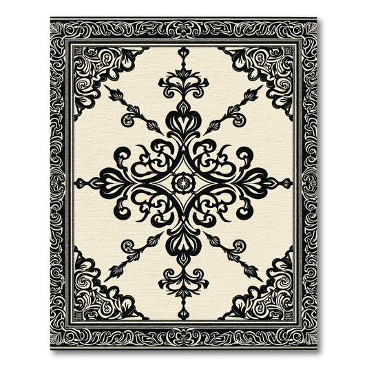 Classic Black Ormolu Medallion Border Rug