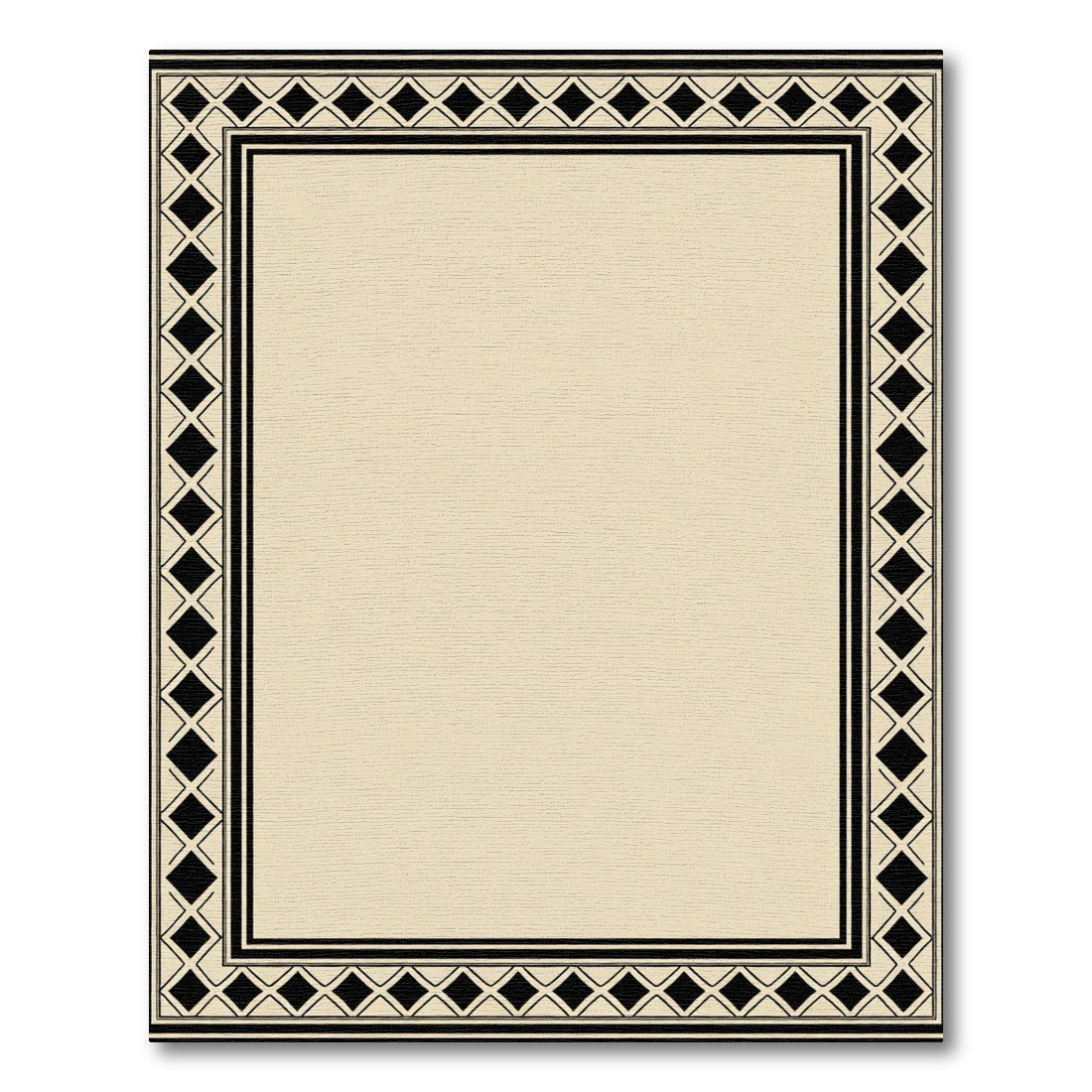 Black Diamond Border Geometric Cream Rug