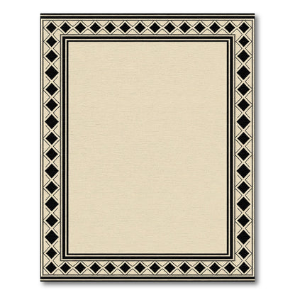 Black Diamond Border Geometric Cream Rug
