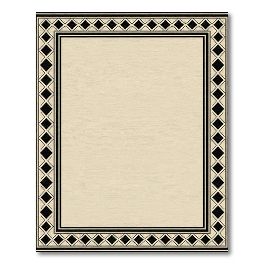 Black Diamond Border Geometric Cream Rug