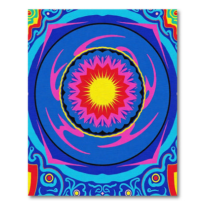 Vibrant Yellow Sunburst Mandala Rug