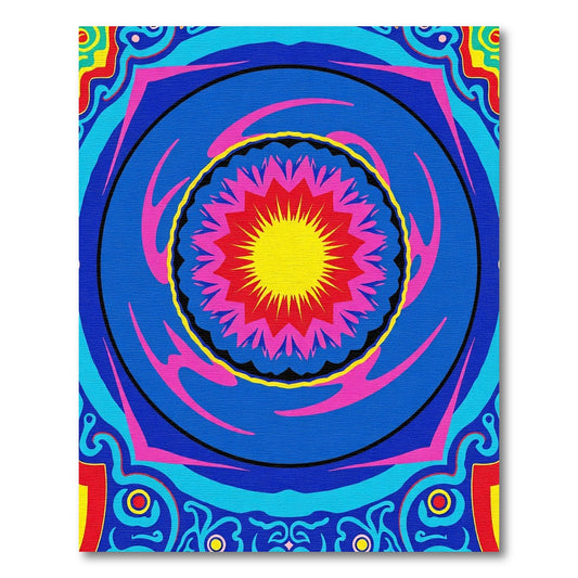 Vibrant Yellow Sunburst Mandala Rug
