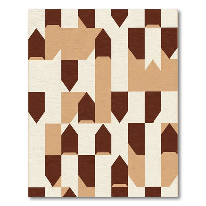 Geometric Earth Tones Abstract Houses Rug