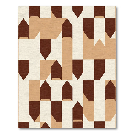Geometric Earth Tones Abstract Houses Rug