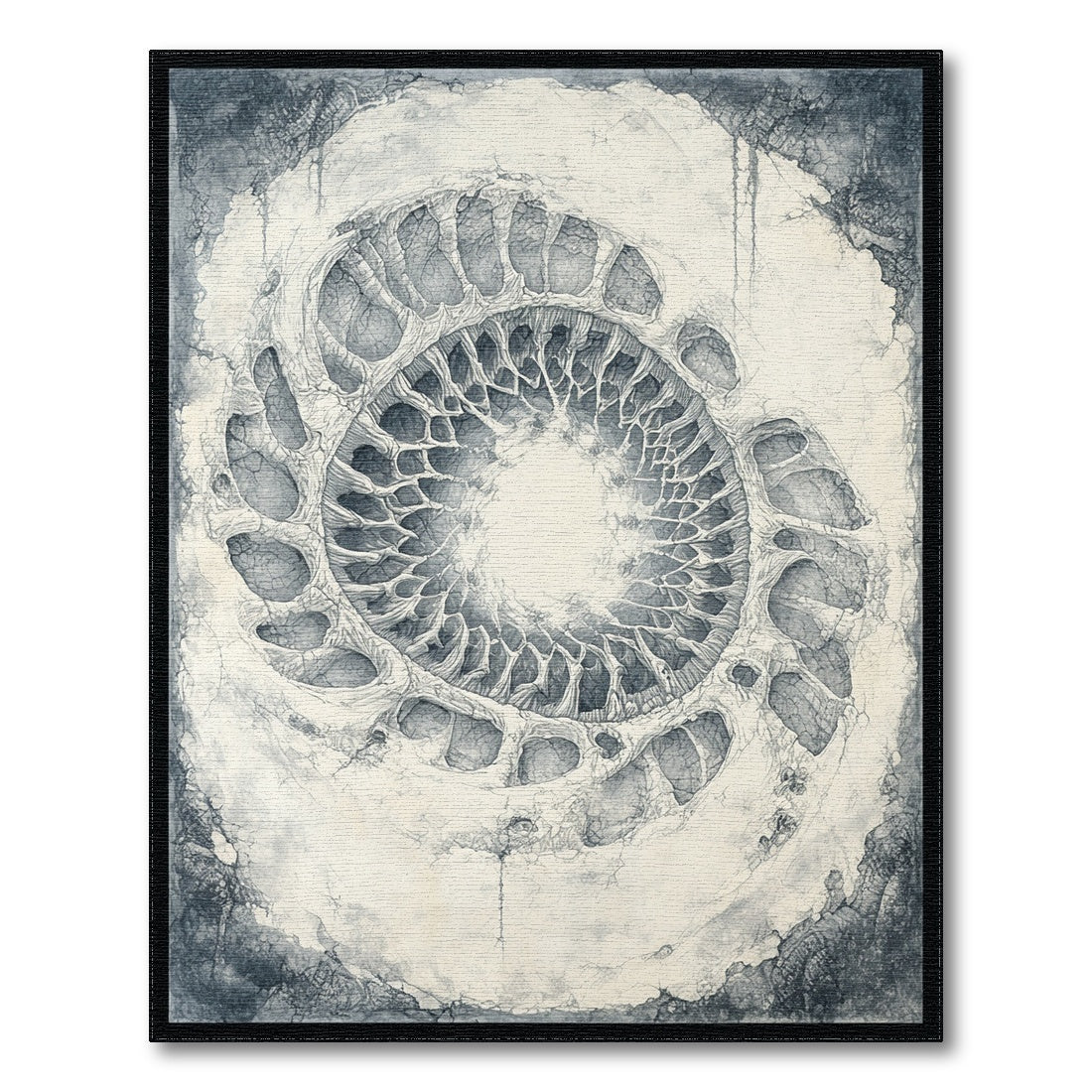 Black White Abstract Circular Area Rug