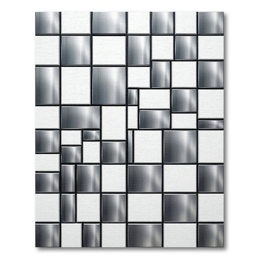 Monochrome Geometric Block Composition Rug