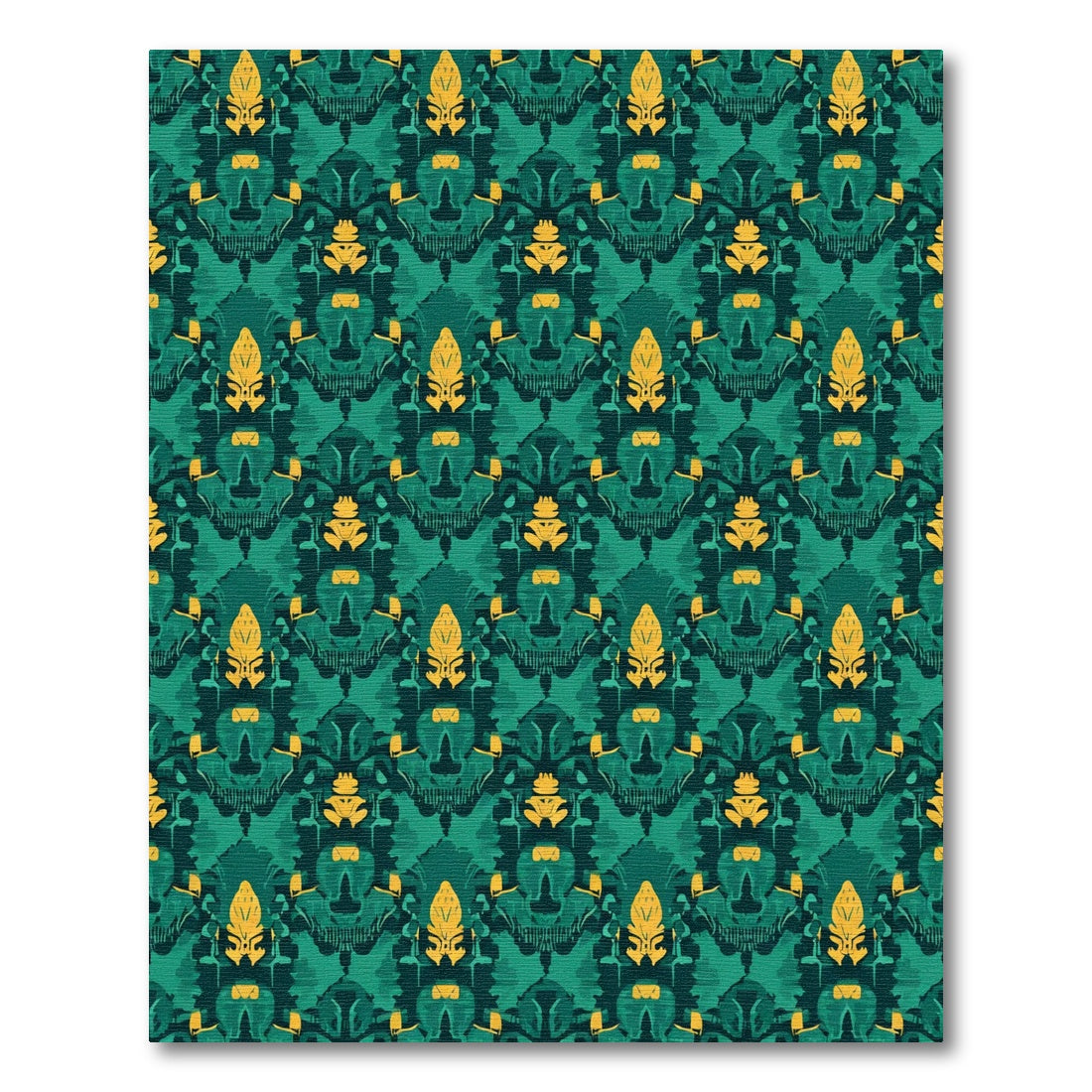 Emerald Gold Stylized Ornamental Rug