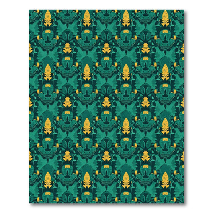 Emerald Gold Stylized Ornamental Rug