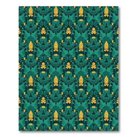Emerald Gold Stylized Ornamental Rug