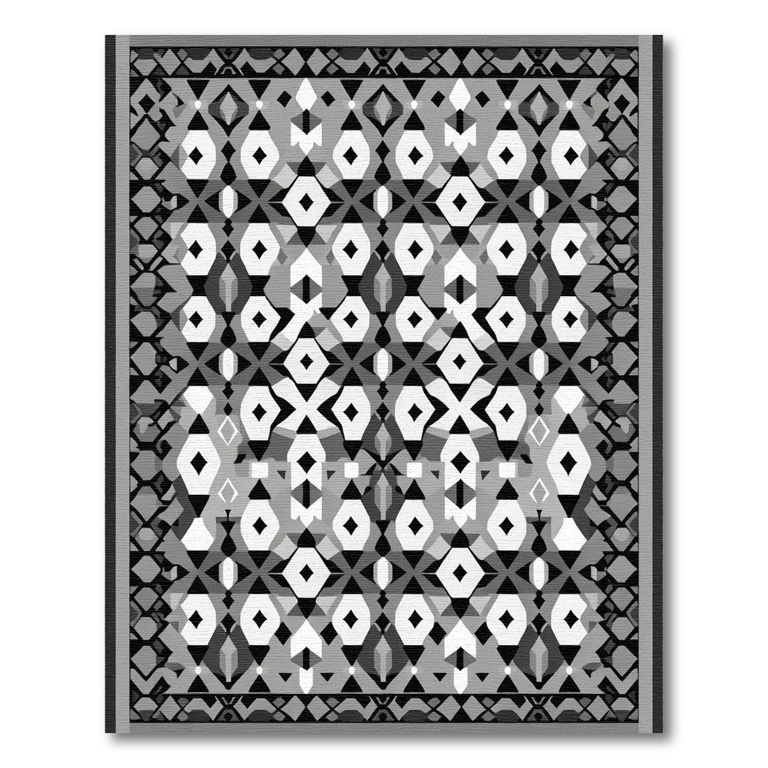 Monochromatic Geometric Diamond Overlay Rug