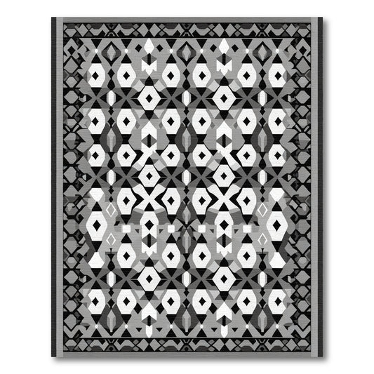 Monochromatic Geometric Diamond Overlay Rug
