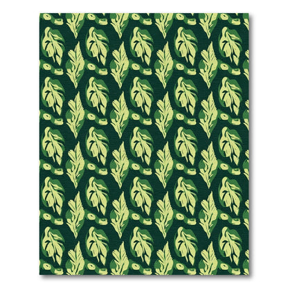 Lush Green Tropical Foliage Layout Rug