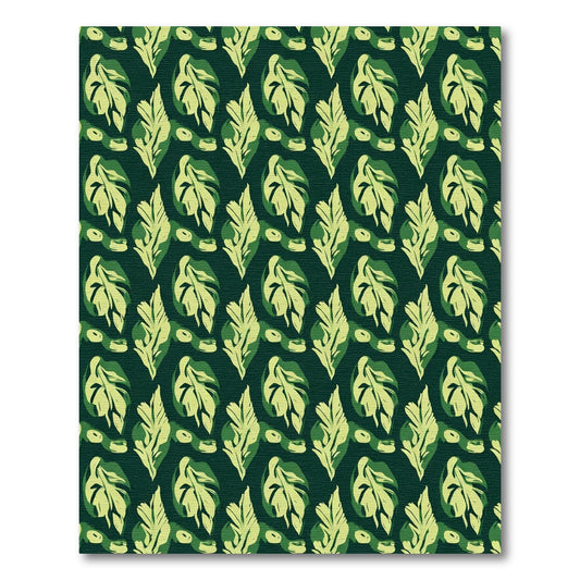 Lush Green Tropical Foliage Layout Rug