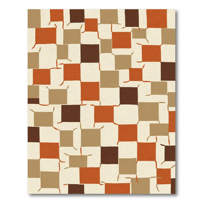 Terracotta Beige Brown Checkered Weave Rug