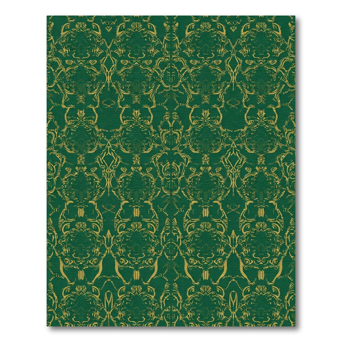 Emerald Gold Damask Scroll Rug