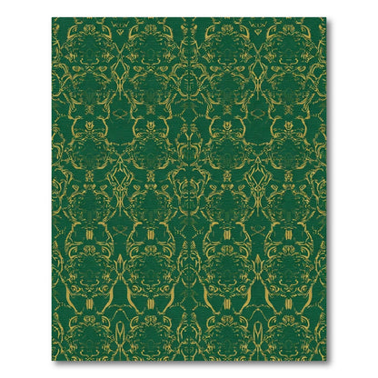 Emerald Gold Damask Scroll Rug