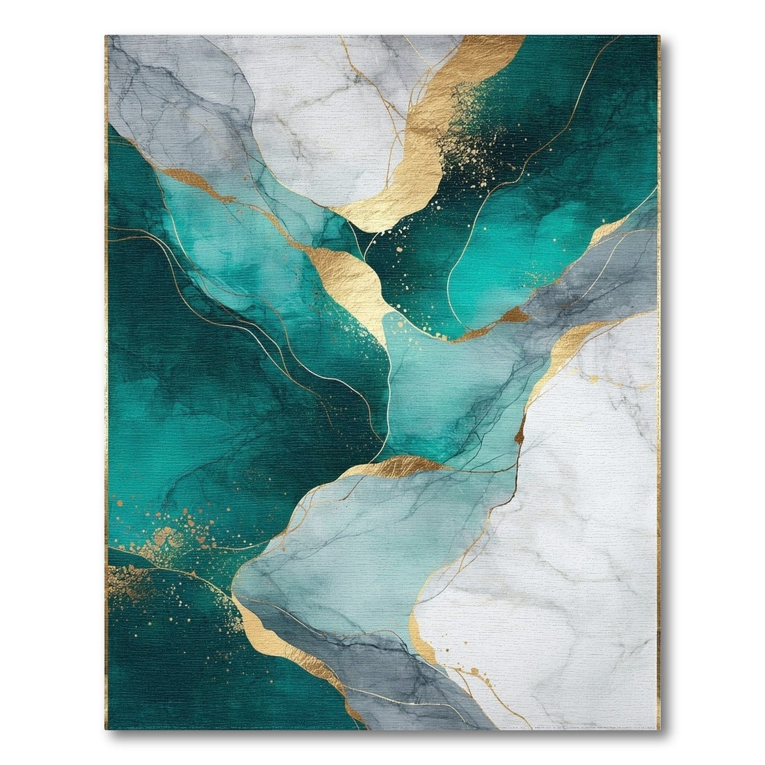 Abstract Area Teal Gold Marble Abstract Area Rug