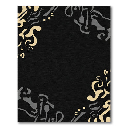 Black Beige Gray Abstract Swirl Rug
