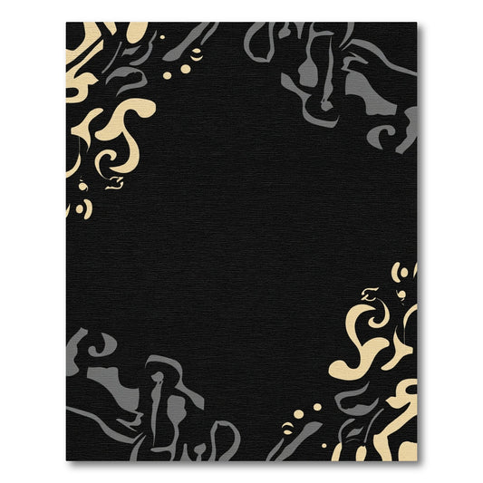 Black Beige Gray Abstract Swirl Rug