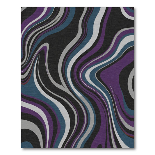 Deep Purple Swirling Marble Lines Rug