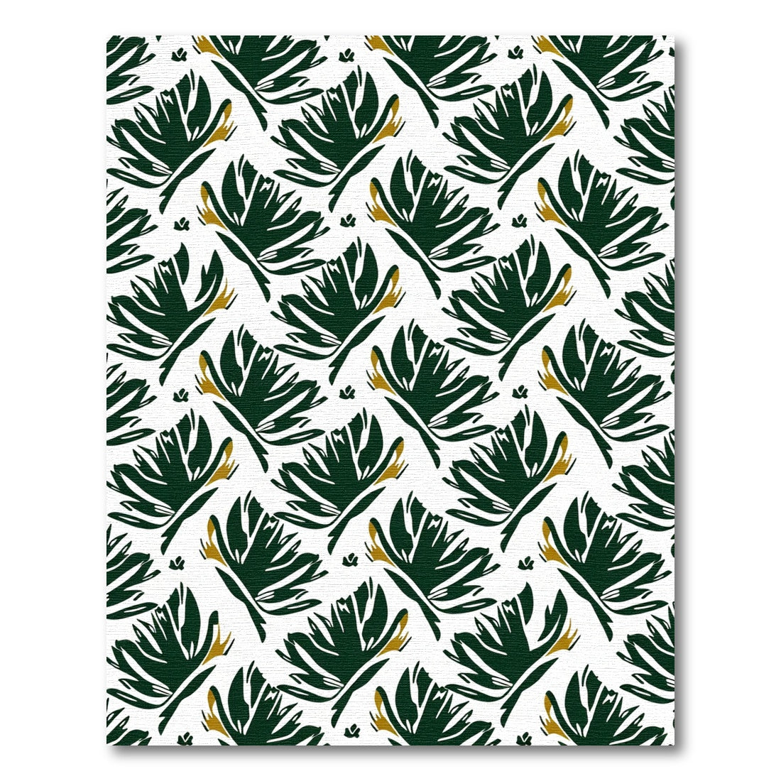 Dark Green Leafy Floral Swirl Rug