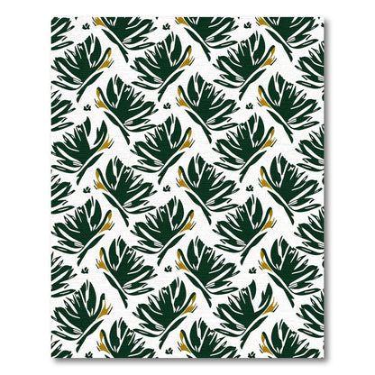Dark Green Leafy Floral Swirl Rug