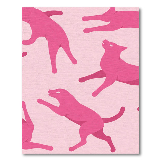 Pink Canine Silhouette Dynamic Dance Rug