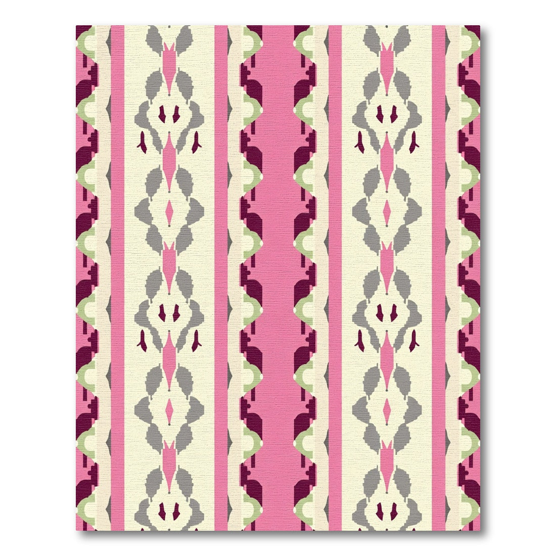 Pink Gray Striped Tribal Geometric Rug