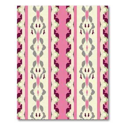 Pink Gray Striped Tribal Geometric Rug