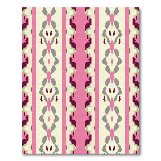 Pink Gray Striped Tribal Geometric Rug